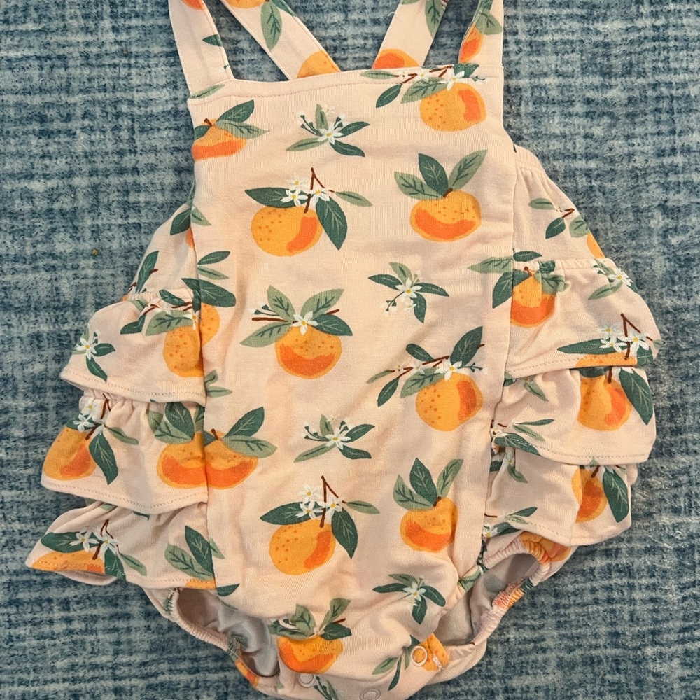 Angel Dear Peach and Green Ruffled One Piece